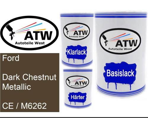 Ford, Dark Chestnut Metallic, CE / M6262: 500ml Lackdose + 500ml Klarlack + 250ml Härter - Set, von ATW Autoteile West.